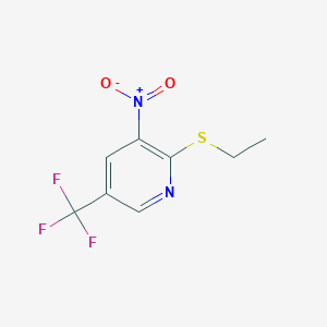 molecular formula C8H7F3N2O2S B8028461 2-(Ethylsulfanyl)-3-nitro-5-(trifluoromethyl)pyridine 