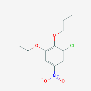 molecular formula C11H14ClNO4 B8028550 1-Chloro-3-ethoxy-5-nitro-2-propoxybenzene 