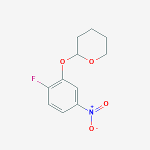 molecular formula C11H12FNO4 B8028682 2-(2-Fluoro-5-nitrophenoxy)oxane 