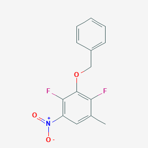 molecular formula C14H11F2NO3 B8028721 3-(Benzyloxy)-2,4-difluoro-1-methyl-5-nitrobenzene 