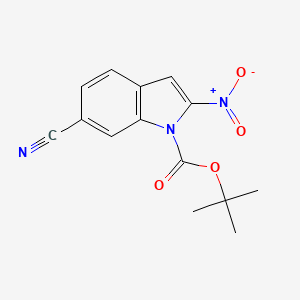 molecular formula C14H13N3O4 B8028774 tert-butyl 6-cyano-2-nitro-1H-indole-1-carboxylate 