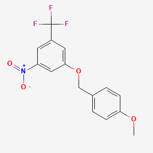 molecular formula C15H12F3NO4 B8028799 1-[(4-Methoxyphenyl)methoxy]-3-nitro-5-(trifluoromethyl)benzene 