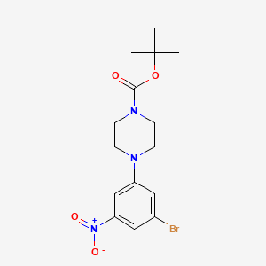 molecular formula C15H20BrN3O4 B8028805 Tert-butyl 4-(3-bromo-5-nitrophenyl)piperazine-1-carboxylate 