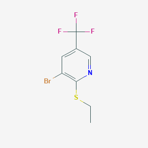 molecular formula C8H7BrF3NS B8028975 3-Bromo-2-(ethylsulfanyl)-5-(trifluoromethyl)pyridine 
