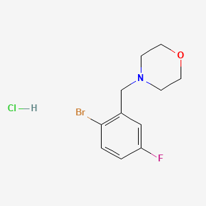 molecular formula C11H14BrClFNO B8029019 4-[(2-Bromo-5-fluorophenyl)methyl]morpholine hydrochloride 