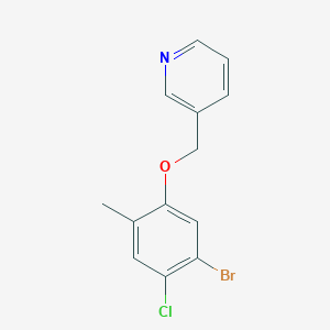 molecular formula C13H11BrClNO B8029099 3-(5-Bromo-4-chloro-2-methylphenoxymethyl)pyridine 