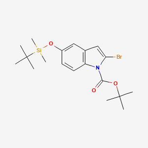 molecular formula C19H28BrNO3Si B8029224 tert-butyl 2-bromo-5-[(tert-butyldimethylsilyl)oxy]-1H-indole-1-carboxylate 