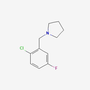 molecular formula C11H13ClFN B8029792 1-[(2-Chloro-5-fluorophenyl)methyl]pyrrolidine 