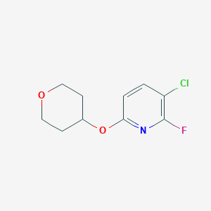 molecular formula C10H11ClFNO2 B8029959 3-Chloro-2-fluoro-6-(oxan-4-yloxy)pyridine 