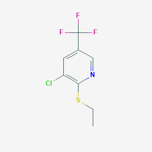 molecular formula C8H7ClF3NS B8029971 3-Chloro-2-(ethylsulfanyl)-5-(trifluoromethyl)pyridine 