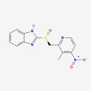 molecular formula C14H12N4O3S B8030097 (S)-2-(((3-Methyl-4-nitropyridin-2-yl)methyl)sulfinyl)-1H-benzo[d]imidazole 