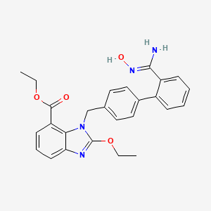 molecular formula C26H26N4O4 B8030104 Ethyl 2-ethoxy-1-((2'-(N'-hydroxycarbamimidoyl)-[1,1'-biphenyl]-4-yl)methyl)-1H-benzo[d]imidazole-7-carboxylate 