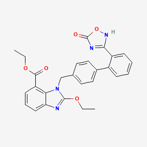 molecular formula C27H24N4O5 B8030107 ethyl 2-ethoxy-3-[[4-[2-(5-oxo-2H-1,2,4-oxadiazol-3-yl)phenyl]phenyl]methyl]benzimidazole-4-carboxylate 