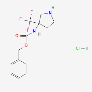 molecular formula C13H16ClF3N2O2 B8030135 Benzyl (3-(trifluoromethyl)pyrrolidin-3-yl)carbamate hydrochloride 