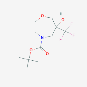 molecular formula C11H18F3NO4 B8030172 tert-Butyl 6-hydroxy-6-(trifluoromethyl)-1,4-oxazepane-4-carboxylate 