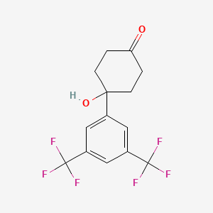 molecular formula C14H12F6O2 B8030317 4-(3,5-Bis-trifluoromethyl-phenyl)-4-hydroxy-cyclohexanone CAS No. 1951441-45-4