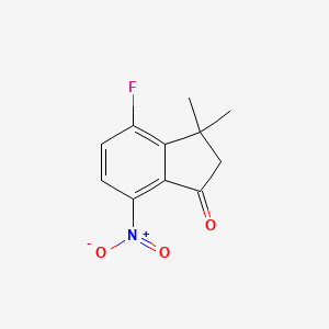 molecular formula C11H10FNO3 B8030327 4-Fluoro-3,3-dimethyl-7-nitro-2,3-dihydro-1H-inden-1-one 