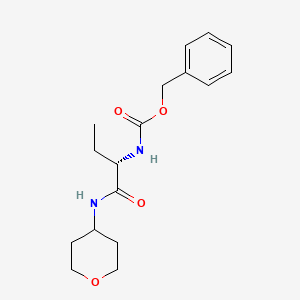 molecular formula C17H24N2O4 B8030334 (S)-Benzyl (1-oxo-1-((tetrahydro-2H-pyran-4-yl)amino)butan-2-yl)carbamate 