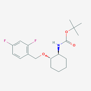 molecular formula C18H25F2NO3 B8030353 tert-Butyl ((1S,2S)-2-((2,4-difluorobenzyl)oxy)cyclohexyl)carbamate 