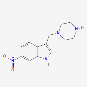 molecular formula C13H16N4O2 B8030448 6-Nitro-3-(piperazin-1-ylmethyl)-1H-indole 