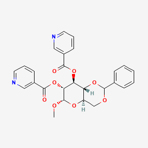 molecular formula C26H24N2O8 B8030456 (4AR,6S,7R,8S,8aR)-6-methoxy-2-phenylhexahydropyrano[3,2-d][1,3]dioxine-7,8-diyl dinicotinate 
