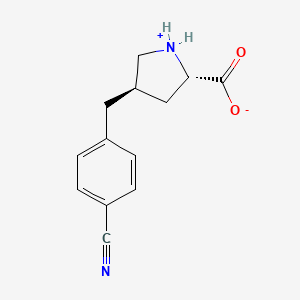 molecular formula C13H14N2O2 B8030565 (2S,4R)-4-[(4-cyanophenyl)methyl]pyrrolidin-1-ium-2-carboxylate 