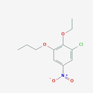 molecular formula C11H14ClNO4 B8030596 1-Chloro-2-ethoxy-5-nitro-3-propoxybenzene 