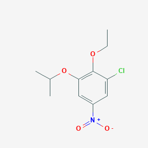 molecular formula C11H14ClNO4 B8030607 1-Chloro-2-ethoxy-5-nitro-3-(propan-2-yloxy)benzene 