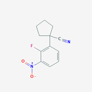 molecular formula C12H11FN2O2 B8030652 1-(2-Fluoro-3-nitrophenyl)cyclopentane-1-carbonitrile 