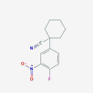 molecular formula C13H13FN2O2 B8030667 1-(4-Fluoro-3-nitrophenyl)cyclohexane-1-carbonitrile 