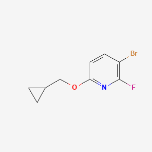 molecular formula C9H9BrFNO B8031126 3-Bromo-6-(cyclopropylmethoxy)-2-fluoropyridine 