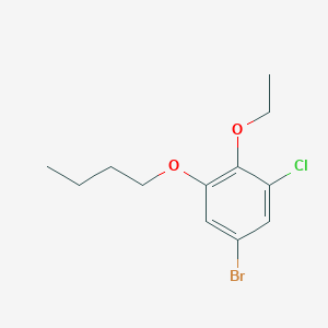 molecular formula C12H16BrClO2 B8031201 5-Bromo-1-butoxy-3-chloro-2-ethoxybenzene 