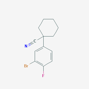 molecular formula C13H13BrFN B8031225 1-(3-Bromo-4-fluorophenyl)cyclohexane-1-carbonitrile 
