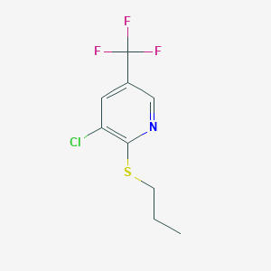 molecular formula C9H9ClF3NS B8031340 3-Chloro-2-(propylsulfanyl)-5-(trifluoromethyl)pyridine 