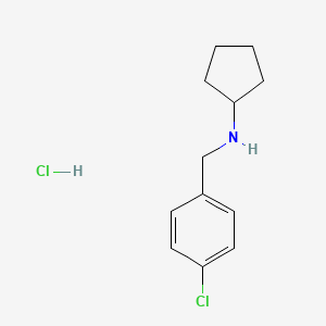 molecular formula C12H17Cl2N B8031425 N-[(4-Chlorophenyl)methyl]cyclopentanamine hydrochloride 