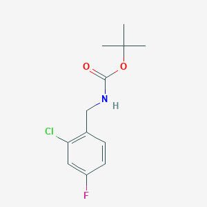 molecular formula C12H15ClFNO2 B8031949 Tert-butyl N-[(2-chloro-4-fluorophenyl)methyl]carbamate 