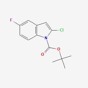 molecular formula C13H13ClFNO2 B8032161 tert-butyl 2-chloro-5-fluoro-1H-indole-1-carboxylate 