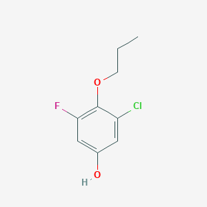 molecular formula C9H10ClFO2 B8032760 3-Chloro-5-fluoro-4-propoxyphenol 