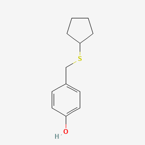 molecular formula C12H16OS B8032795 4-[(Cyclopentylsulfanyl)methyl]phenol 