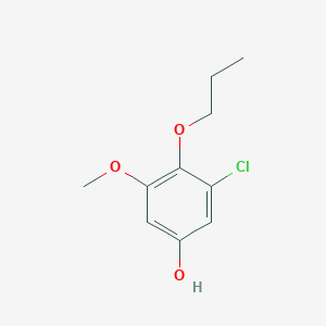 molecular formula C10H13ClO3 B8032898 3-Chloro-5-methoxy-4-propoxyphenol 