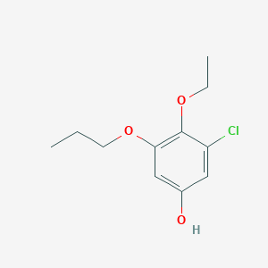 molecular formula C11H15ClO3 B8033210 3-Chloro-4-ethoxy-5-propoxyphenol 