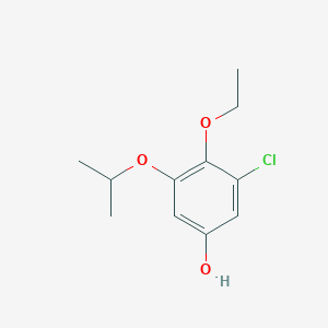 molecular formula C11H15ClO3 B8033212 3-Chloro-4-ethoxy-5-(propan-2-yloxy)phenol 