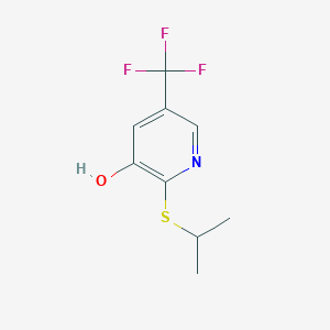 molecular formula C9H10F3NOS B8033261 2-(Propan-2-ylsulfanyl)-5-(trifluoromethyl)pyridin-3-ol 