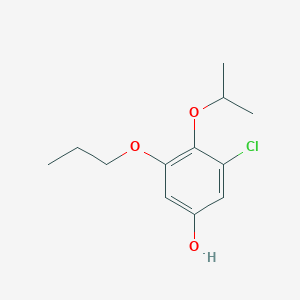 molecular formula C12H17ClO3 B8033317 3-Chloro-4-(propan-2-yloxy)-5-propoxyphenol 