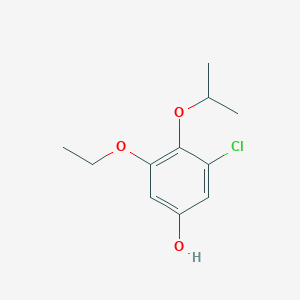 molecular formula C11H15ClO3 B8033413 3-Chloro-5-ethoxy-4-(propan-2-yloxy)phenol 