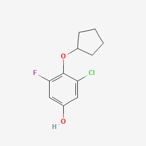 molecular formula C11H12ClFO2 B8033437 3-Chloro-4-(cyclopentyloxy)-5-fluorophenol 