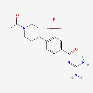 molecular formula C16H19F3N4O2 B8033919 4-(1-Acetylpiperidin-4-yl)-N-carbamimidoyl-3-(trifluoromethyl)benzamide 