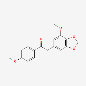 molecular formula C17H16O5 B8033976 2-(7-Methoxy-1,3-benzodioxol-5-yl)-1-(4-methoxyphenyl)ethanone 