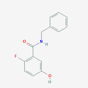 molecular formula C14H12FNO2 B8034114 N-Benzyl-2-fluoro-5-hydroxybenzamide 