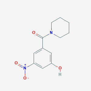molecular formula C12H14N2O4 B8034284 3-Nitro-5-[(piperidin-1-yl)carbonyl]phenol 
